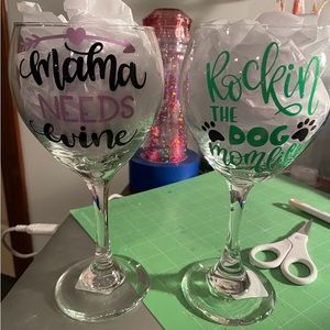 Custom made wine glasses custom decal and glass!